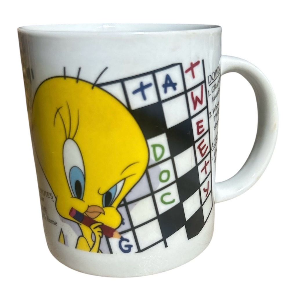 Vintage Tweety Bird Crossword Puzzle Mug 1997 Warner Brothers